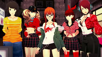 Persona Harem - Reverse gangbang with 5 girls