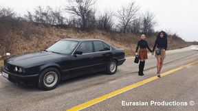 75 - Trish & Kayta winter revving old BMW FHD