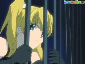 Anime blonde in the cage