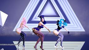 [MMD] PRODUCE48 - RUMOR Striptease Korean Dance Seraphine Gwen Caitlyn League of Legends