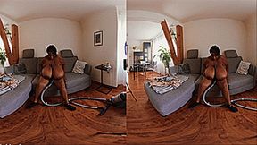 VR 180 3D - Pam is cleaning the Living Room (Clip No 2627 - 4K mp4 version)