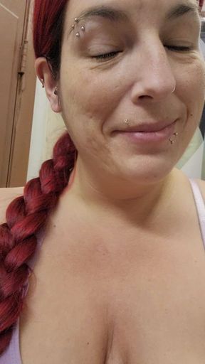 Naughty MILF sucks milk from her tits