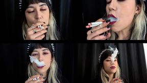 Finishing two cigarettes at once