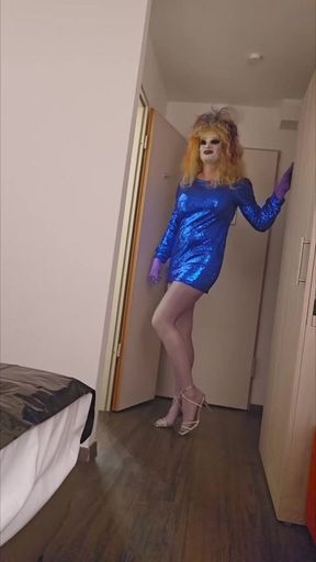 Sparkly blue dress sissy