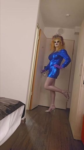 Sparkly blue dress sissy