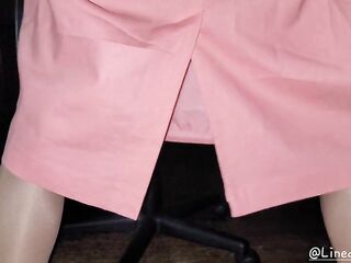 Peach petticoat with a slippery smooth satin lining.
