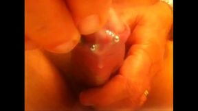 Cum after penis plug masturbation of the urethra