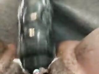black with pierced love button uses her screw machine