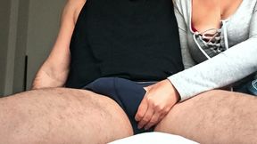 Perfect handjob with a big cock + a magnificent amateur finish