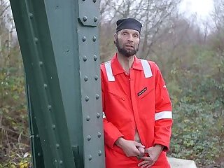 Maturbating in coveralls