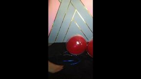 Bounced in a balloon with very sensual clothes and with my wrinkled soles visible (8)