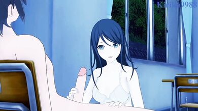 Ichika Hoshino's wet night in the classroom game ends in her sticky mess