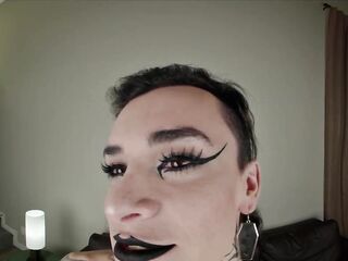 GROOBYVR Tattooed Trans Girl with Spiderweb Chest Ink in Intensive VR Bed Scene