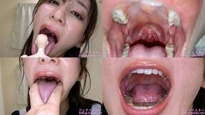 Yuri Adachi - Showing inside cute girl's mouth, chewing gummy candys, sucking fingers, licking and sucking human doll, and chewing dried sardines - 1080p