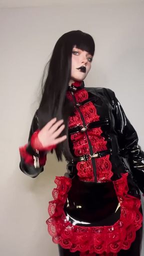 Amateur GF in PVC hobble dress gets fucked by her boyfriend