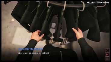 Stepson helps busty stepmom in the fitting room - animated 3D hentai game