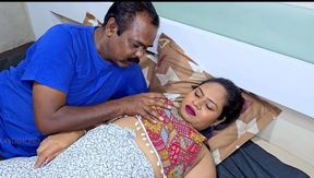 Indian old man licked Bhabhi&#039;s pussy and squeezed and sucked her boobs