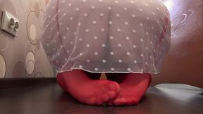 The camera watches from the side &mdash;  as a busty milf fucks with a dildo and records a video  Gorgeous big tits