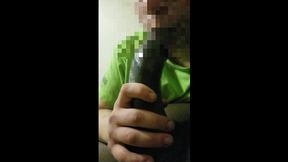 Tender lesbian seduces with deepthroat POV blowjob on big black cock