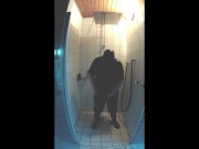 Pup pawing off in the shower
