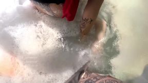 Hot step sister seduces BWC step bro in bubble bath anal
