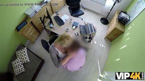 VIP4K Blonde Haired Katy Hopes To Get A Loan But Agent Wants Sex