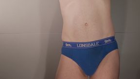 Jonathan blue Lonsdale briefs cock hard plays with throbbing erection in his underwear horny wank