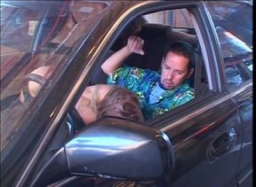 Sexy blonde huge cock sucking pussy fucking on the car
