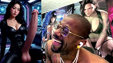 Transgender Anti-Piracy Crime Squad Jerking Off Her Hard Cum Filled Girl Cock, AI Generated