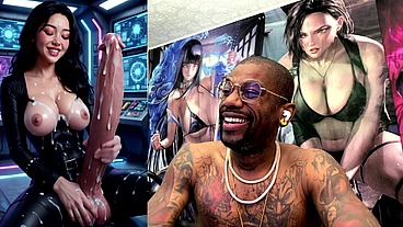 Transgender Anti-Piracy Crime Squad Jerking Off Her Hard Cum Filled Girl Cock, AI Generated