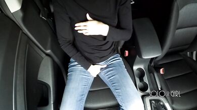 Parking lot pussy play gets risky when nearly caught bare pussy rubs alone