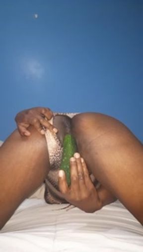 FUCKING CUCUMBER WITH PANTS PULLED ASIDE THE FEELING IS HEAVENLY