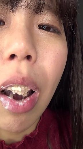 Fuu Natsuhi Chews Various Foods with Her Mouth Open for Your Delight