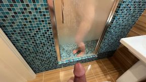 Enormous tit milf teats man's dick with breast milk