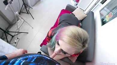 Sexy Goth Stepsister Deepthroats and Titjob