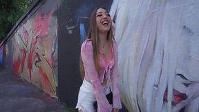 Latina sex worker with tight body goes wild outdoors
