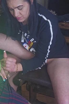 Friends Girl Jerking Me off While She Flashes Me Her Pussy