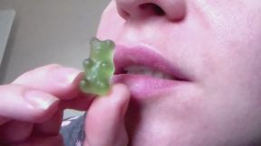 Sharp white fangs bite