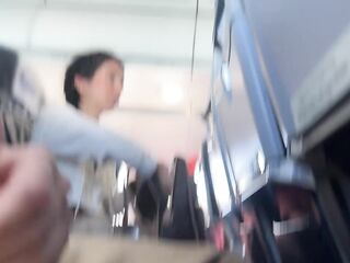 Public Wang Flashing in Airplane - Angel Brought Me To Jizz flow In two Minutes