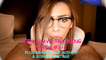 Teen Slave Training 18 year old Alex Blake how to sensually suck cock and talk dirty