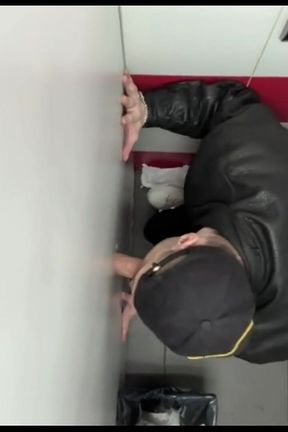 Scally Chav Boy in Leather Jacket Try Glory Hole in the First Time