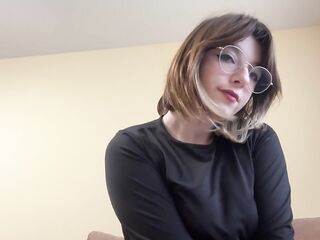 Hawt brunette strokes her legs.