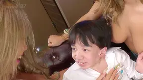 Three Horny Japanese Wives Wildly Ride One Lucky Guy in Steamy Threesome