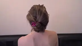 Tied up slut Lily Corinth gets anal beads, puppy tail, and cock in asshole [oiled, cum on pantyhose]