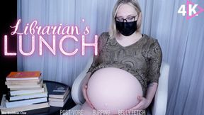 Librarian's Lunch - 4K - The Goddess Clue, Same Size Vore, Post-Vore, Burping, Bloated Belly, Belly Play, Sexy Librarian