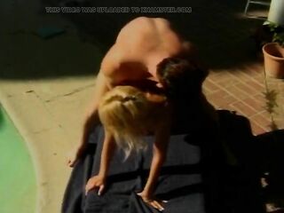 Classic Blond mother I'd like to fuck Rides Large Ramrod in the Backyard