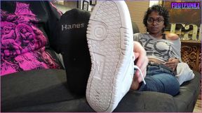 Phoenix's Perfect Ebony Indian Feet Worshipped Fresh out of her Shoes