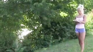 Cecilias Kinky Obsession Sucking off the Lawn Kings Large Penis inside Broad Daylight