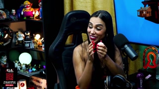 The Latina brunette gets totally naked on the Brazilian Podcast, the host was very horny!