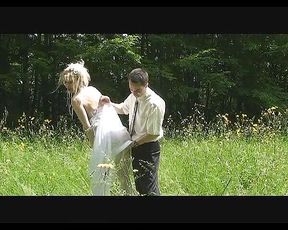 Wedding girls sucking on cock outside